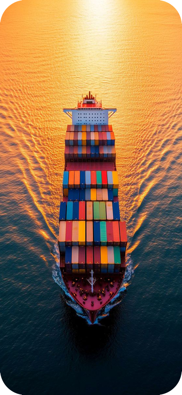 Container ship crossing the ocean